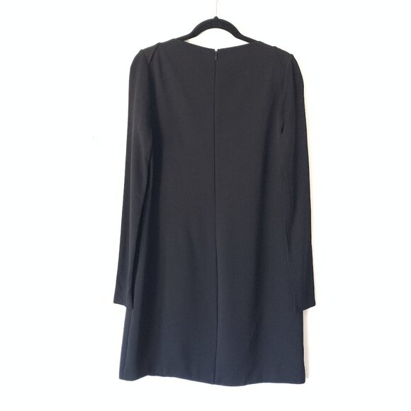Vince Womens Black Long-Sleeve A-Line Shift Dress Back Zipper Closure Size 12 - Picture 2 of 9